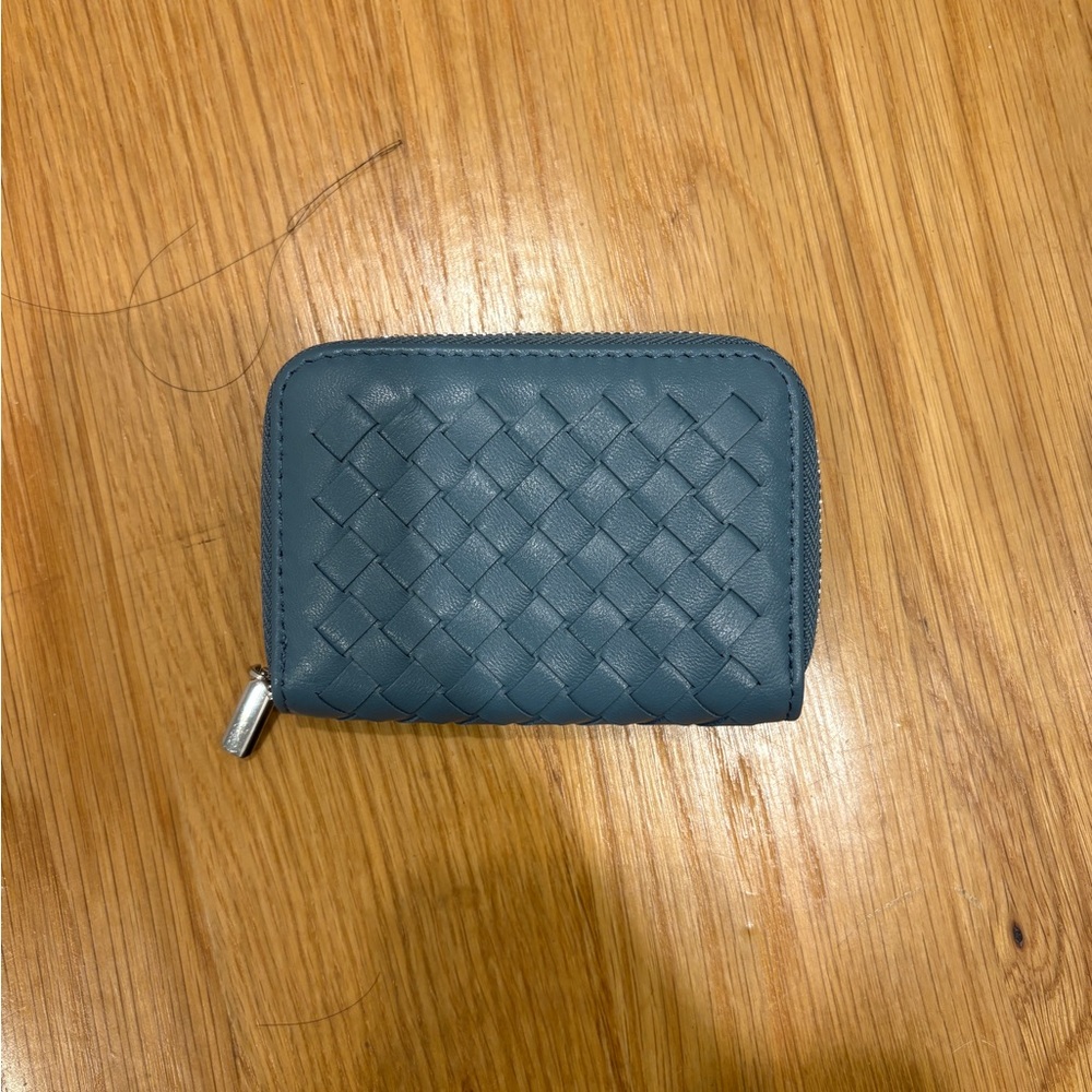 Woven Blue Leather Card Holder